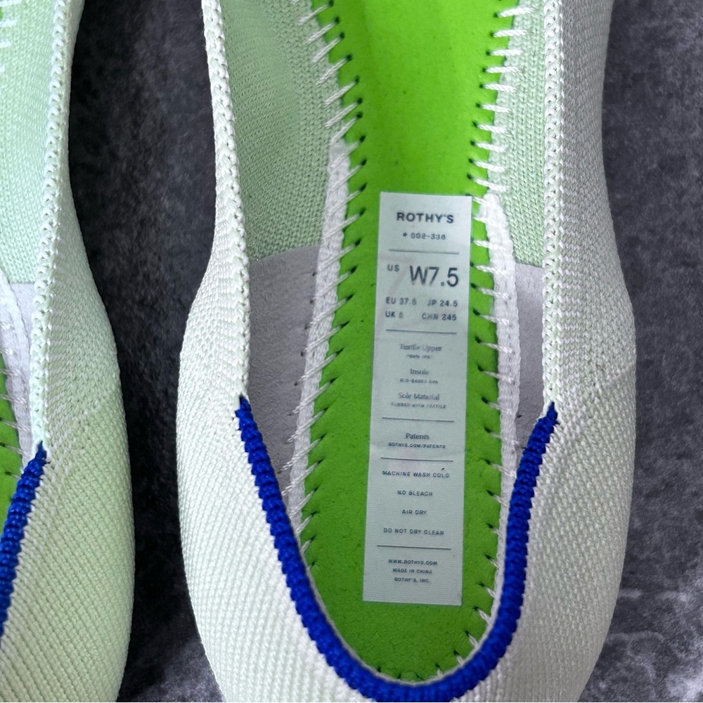 Rothy's The Point Sour Apple Green Flats Size W7.5 Office Travel - Picture 11 of 13